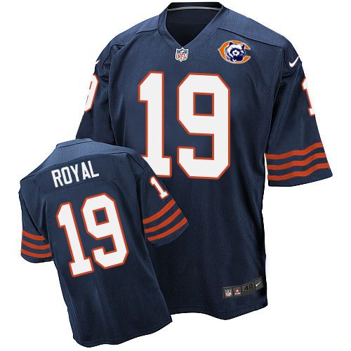  Bears #19 Eddie Royal Navy Blue Throwback Men's Stitched NFL Elite Jersey