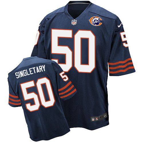  Bears #50 Mike Singletary Navy Blue Throwback Men's Stitched NFL Elite Jersey
