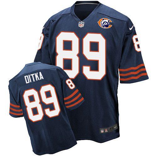  Bears #89 Mike Ditka Navy Blue Throwback Men's Stitched NFL Elite Jersey