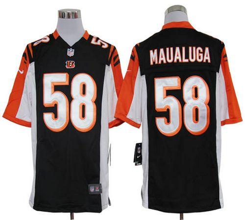  Bengals #58 Rey Maualuga Black Team Color Men's Stitched NFL Game Jersey