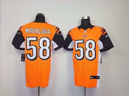  Bengals #58 Rey Maualuga Orange Alternate Men's Stitched NFL Elite Jersey