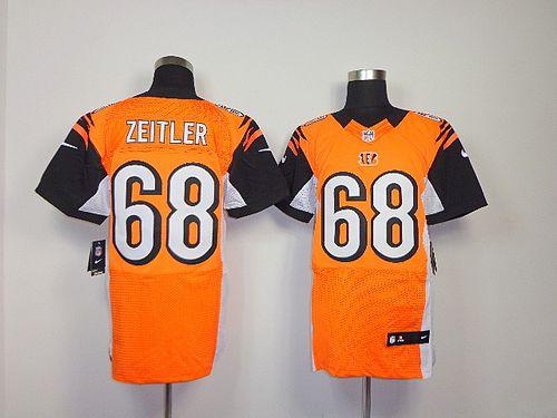  Bengals #68 Kevin Zeitler Orange Alternate Men's Stitched NFL Elite Jersey