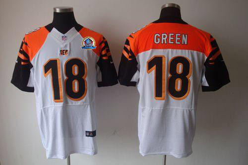  Bengals #18 A.J. Green White With Hall of Fame 50th Patch Men's Stitched NFL Elite Jersey