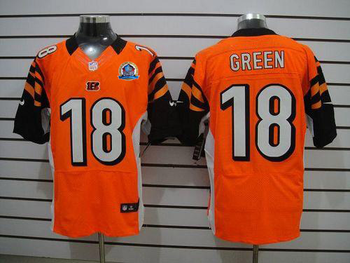  Bengals #18 A.J. Green Orange Alternate With Hall of Fame 50th Patch Men's Stitched NFL Elite Jersey