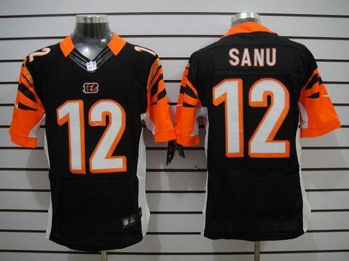  Bengals #12 Mohamed Sanu Black Team Color Men's Stitched NFL Elite Jersey