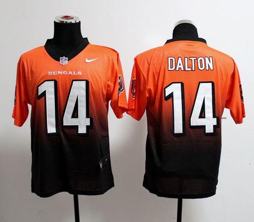  Bengals #14 Andy Dalton Orange/Black Men's Stitched NFL Elite Fadeaway Fashion Jersey