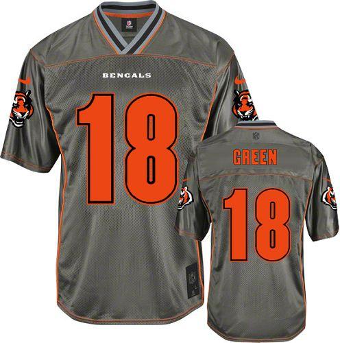  Bengals #18 A.J. Green Grey Men's Stitched NFL Elite Vapor Jersey