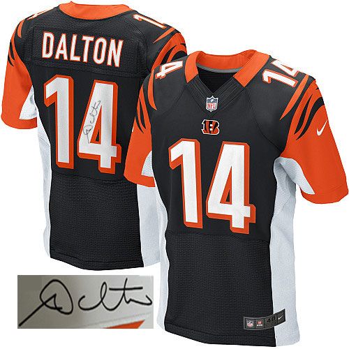  Bengals #14 Andy Dalton Black Team Color Men's Stitched NFL Elite Autographed Jersey