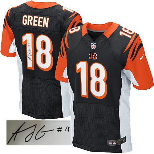  Bengals #18 A.J. Green Black Team Color Men's Stitched NFL Elite Autographed Jersey