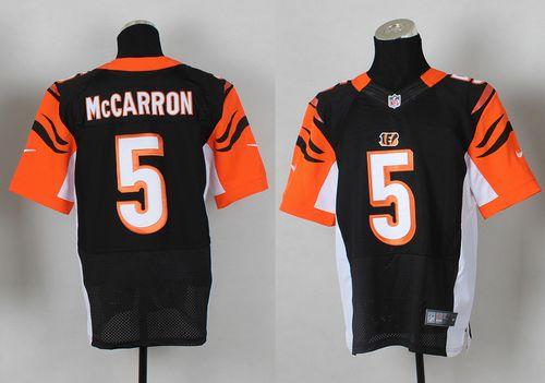  Bengals #5 AJ McCarron Black Team Color Men's Stitched NFL Elite Jersey