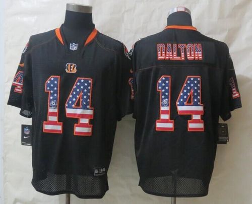  Bengals #14 Andy Dalton Black Men's Stitched NFL Elite USA Flag Fashion Jersey