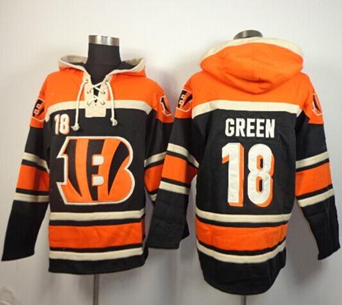  Bengals #18 A.J. Green Black Sawyer Hooded Sweatshirt NFL Hoodie