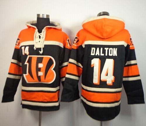  Bengals #14 Andy Dalton Black Sawyer Hooded Sweatshirt NFL Hoodie