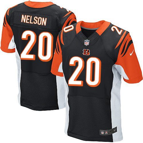  Bengals #20 Reggie Nelson Black Team Color Men's Stitched NFL Elite Jersey