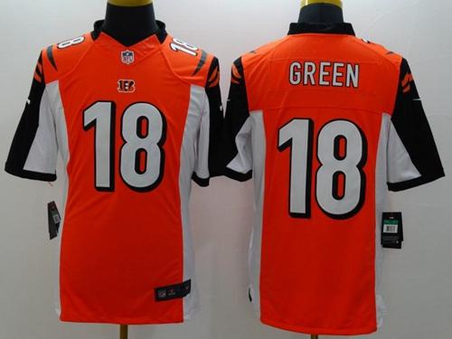  Bengals #18 A.J. Green Orange Alternate Men's Stitched NFL Limited Jersey