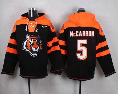  Bengals #5 AJ McCarron Black Player Pullover NFL Hoodie