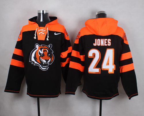  Bengals #24 Adam Jones Black Player Pullover NFL Hoodie