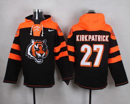  Bengals #27 Dre Kirkpatrick Black Player Pullover NFL Hoodie