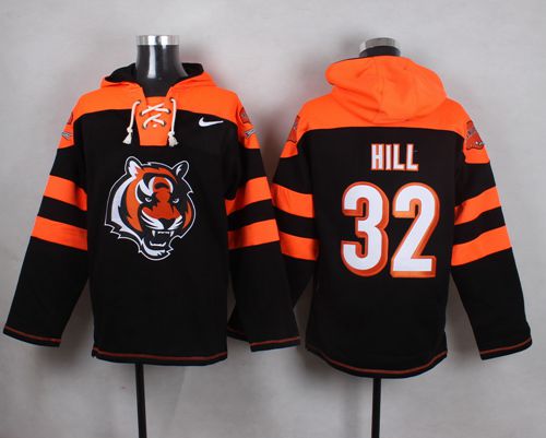  Bengals #32 Jeremy Hill Black Player Pullover NFL Hoodie