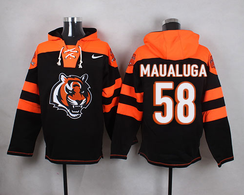  Bengals #58 Rey Maualuga Black Player Pullover NFL Hoodie