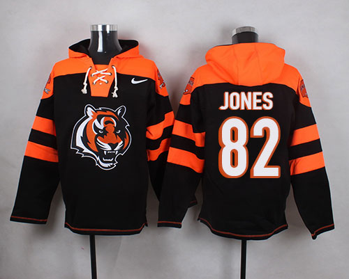  Bengals #82 Marvin Jones Black Player Pullover NFL Hoodie