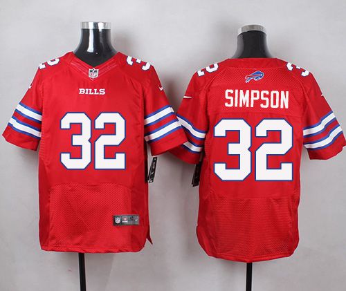  Bills #32 O. J. Simpson Red Men's Stitched NFL Elite Rush Jersey