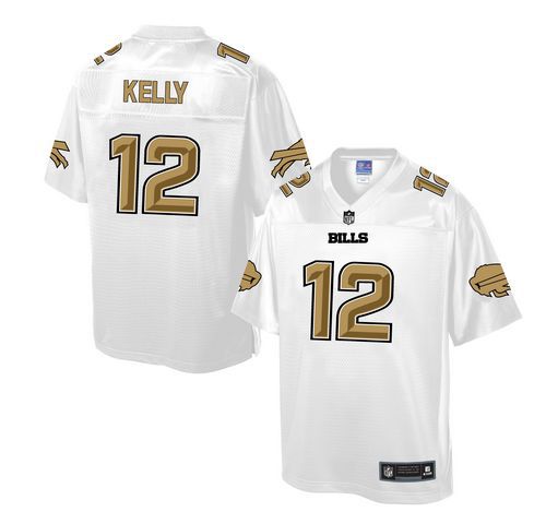  Bills #12 Jim Kelly White Men's NFL Pro Line Fashion Game Jersey