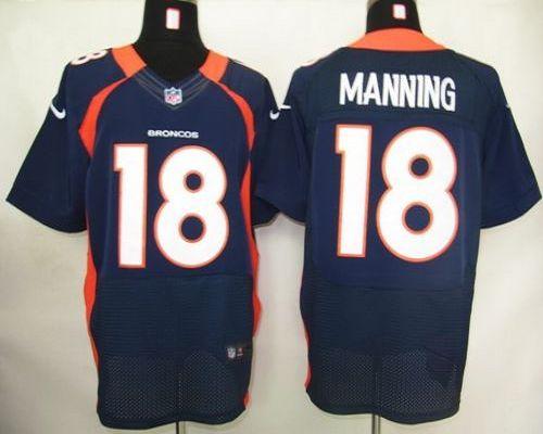  Broncos #18 Peyton Manning Navy Blue Men's Stitched NFL Elite Jersey