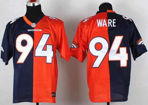  Broncos #94 DeMarcus Ware Orange/Navy Blue Men's Stitched NFL Elite Split Jersey