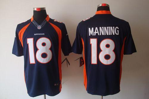 Broncos #18 Peyton Manning Navy Blue Alternate Men's Stitched NFL Limited Jersey