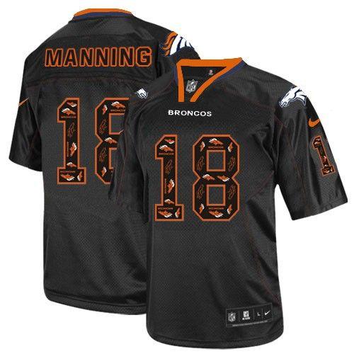  Broncos #18 Peyton Manning New Lights Out Black Men's Stitched NFL Elite Jersey