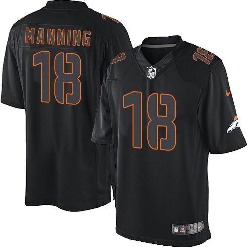  Broncos #18 Peyton Manning Black Men's Stitched NFL Impact Limited Jersey