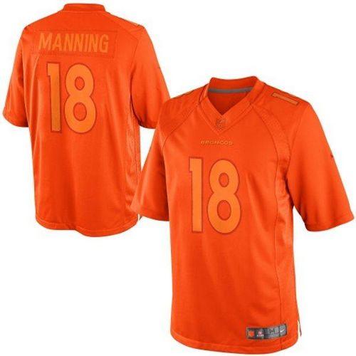  Broncos #18 Peyton Manning Orange Men's Stitched NFL Drenched Limited Jersey