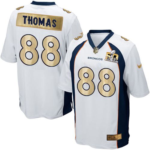 Broncos #88 Demaryius Thomas White Men's Stitched NFL Game Super Bowl 50 Collection Jersey