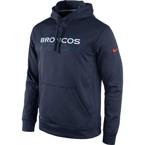 Denver Broncos  KO Speed Wordmark Performance Hoodie Navy Blue