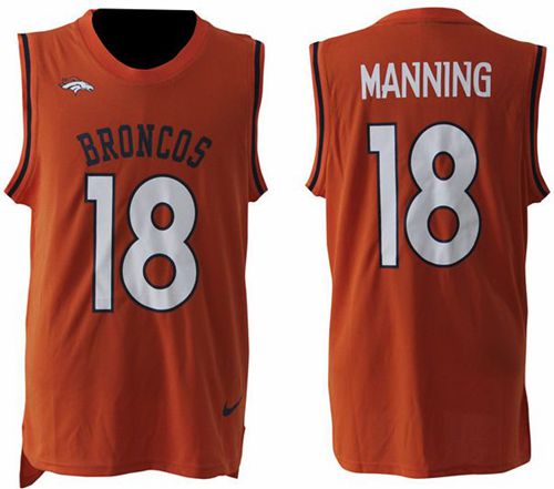  Broncos #18 Peyton Manning Orange Team Color Men's Stitched NFL Limited Tank Top Jersey