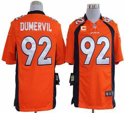  Broncos #92 Elvis Dumervil Orange Team Color With C Patch Men's Stitched NFL Game Jersey
