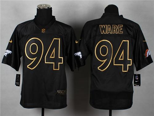  Broncos #94 DeMarcus Ware Black Gold No. Fashion Men's Stitched NFL Elite Jersey