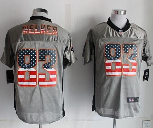  Broncos #83 Wes Welker Grey Men's Stitched NFL Elite USA Flag Fashion Jersey