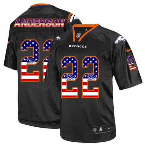  Broncos #22 C.J. Anderson Black Men's Stitched NFL Elite USA Flag Fashion Jersey