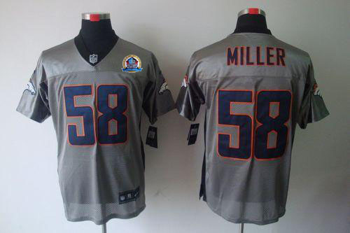  Broncos #58 Von Miller Grey Shadow With Hall of Fame 50th Patch Men's Stitched NFL Elite Jersey