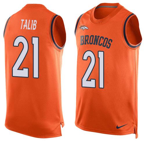  Broncos #21 Aqib Talib Orange Team Color Men's Stitched NFL Limited Tank Top Jersey