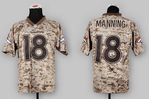  Broncos #18 Peyton Manning Camo USMC Men's Stitched NFL New Elite Jersey