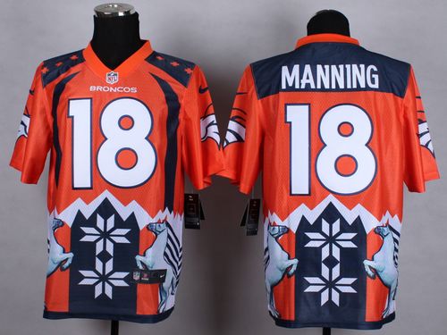  Broncos #18 Peyton Manning Orange Men's Stitched NFL Elite Noble Fashion Jersey