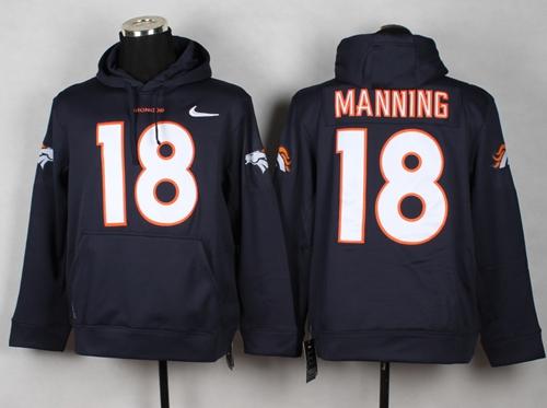 Denver Broncos #18 Peyton Manning Blue Pullover Hoodie