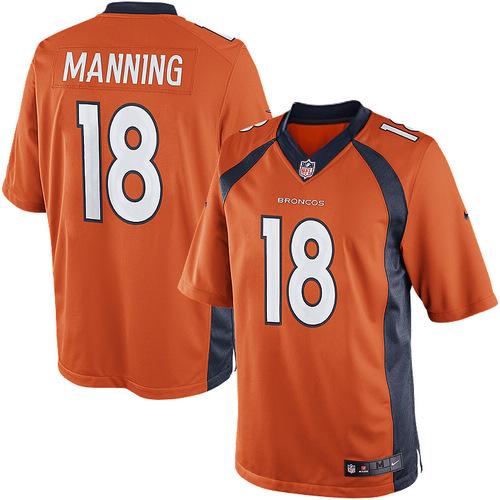  Broncos #18 Peyton Manning Orange Team Color Men's Stitched NFL New Limited Jersey