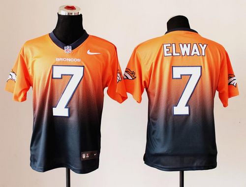  Broncos #7 John Elway Orange/Navy Blue Men's Stitched NFL Elite Fadeaway Fashion Jersey