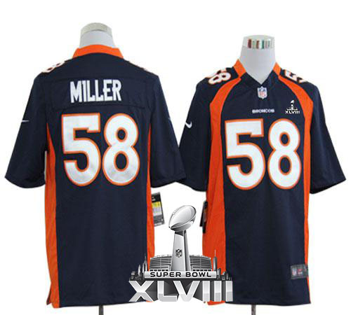  Broncos #58 Von Miller Navy Blue Alternate Super Bowl XLVIII Men's Stitched NFL Game Jersey
