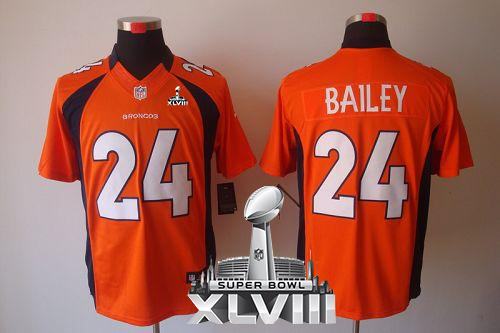  Broncos #24 Champ Bailey Orange Team Color Super Bowl XLVIII Men's Stitched NFL Limited Jersey