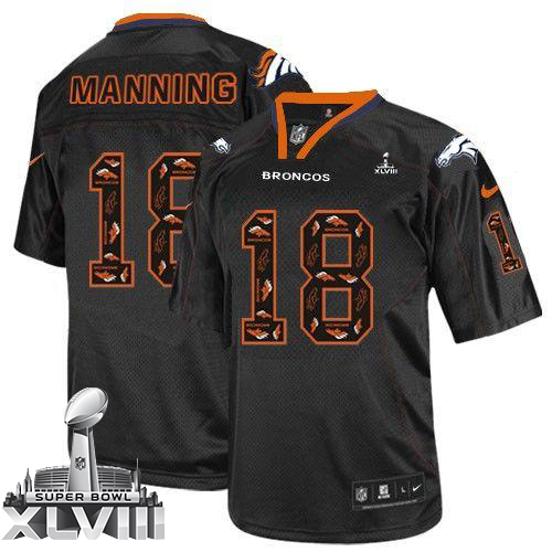  Broncos #18 Peyton Manning New Lights Out Black Super Bowl XLVIII Men's Stitched NFL Elite Jersey